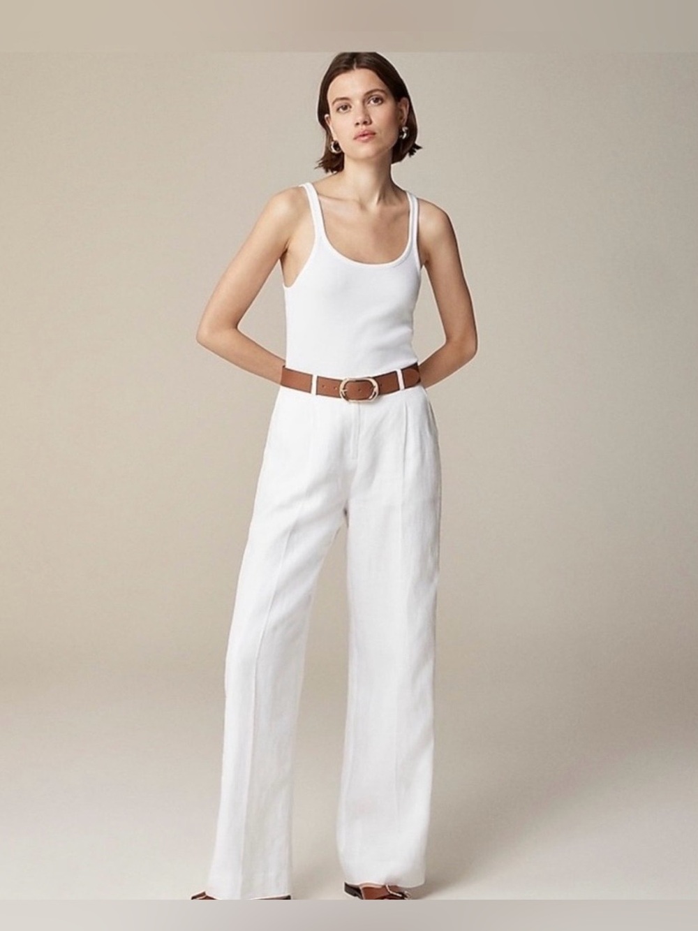 J. Crew Wide Leg Essential Pant in Linen